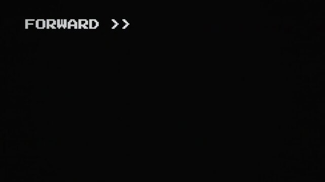 VHS Forward Screen Overlay with Pixelated Text and Static Noise Effect 4k video