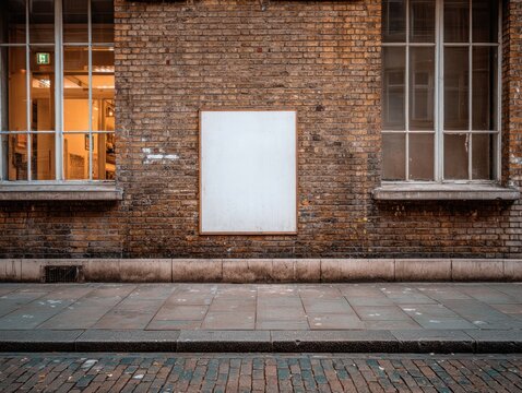 Blank sign on brick wall