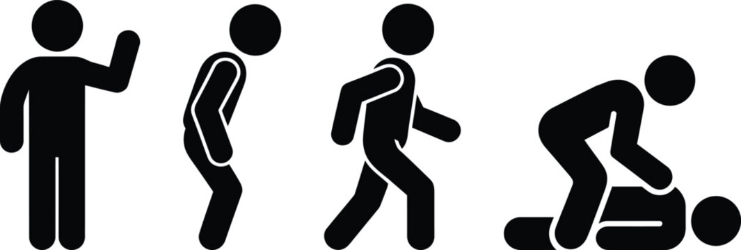 Person performing push-up exercise sequence icon