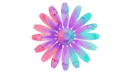 Obraz premium Vibrant Flower Illustration with Pink, Purple, and Blue Petals, Isolated on Transparent Background