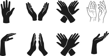 Fototapeta premium Silhouette Hand Gestures Collection for Communication and Design ConceptsSilhouette Hand Gestures Collection for Communication and Design Concepts