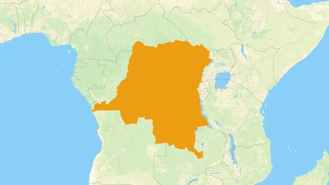 Zoom in on a Country from a Stylised World Map Republic of the Congo