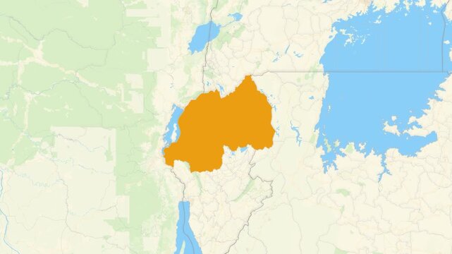Zoom in on a Country from a Stylised World Map Rwanda