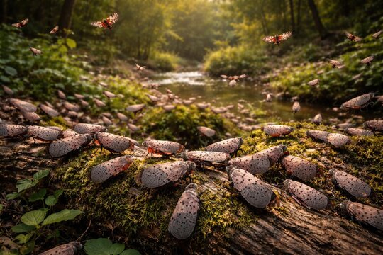 Populations of spotted lanternflies increasing in natural park habitat