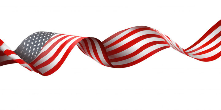 Ruban du drapeau am&eacute;ricain ondulant, &eacute;l&eacute;ment graphique symbolisant le patriotisme et la c&eacute;l&eacute;bration nationale des &Eacute;tats-Unis