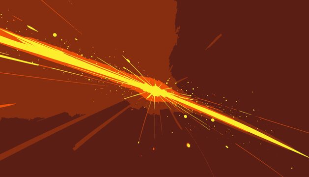 Illustration abstraite d'une explosion d'&eacute;nergie jaune et orange rayonnant vers l'ext&eacute;rieur sur un fond sombre pour un effet explosif