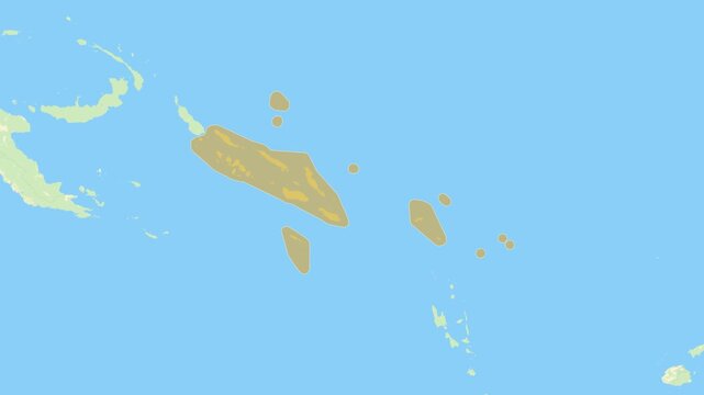 Zoom in on a Country from a Stylised World Map Solomon Islands