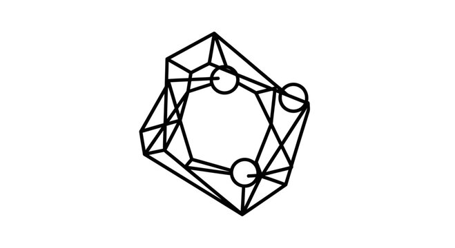 Abstract Geometric Wireframe Crystal Structure Design