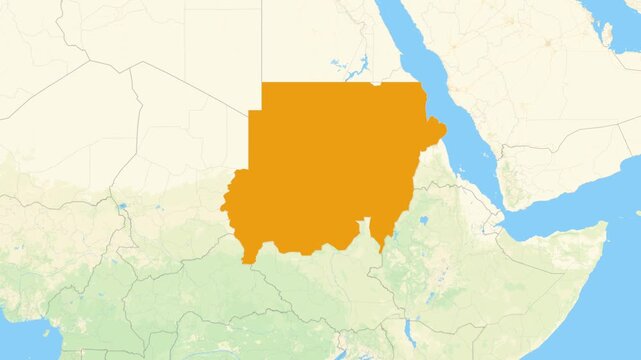 Zoom in on a Country from a Stylised World Map Sudan