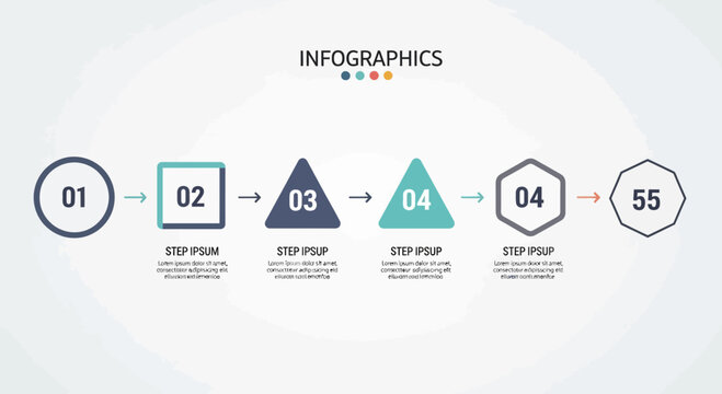 Infographic template with colorful steps and numbers