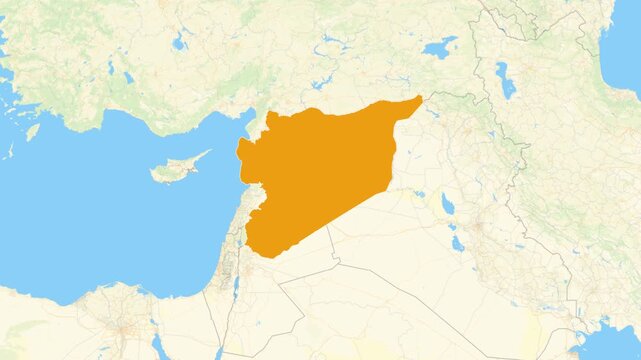 Zoom in on a Country from a Stylised World Map Syria