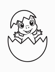 Fototapeta premium Cute Baby Dinosaur Cartoon Outline Vector Illustration