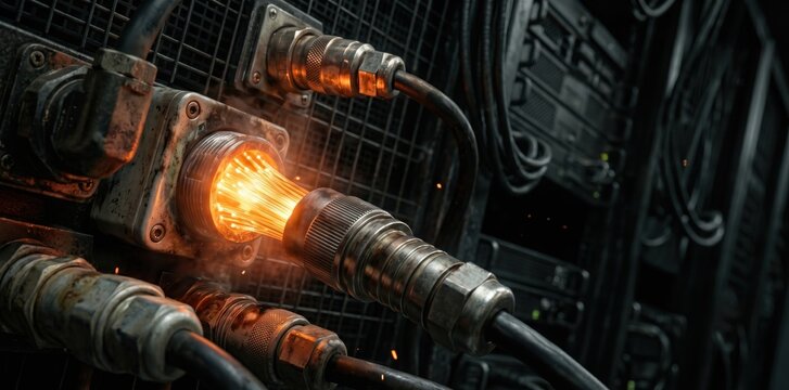 Overheated Fiber Optic Power Connector in High Energy Data Center Infrastructure
