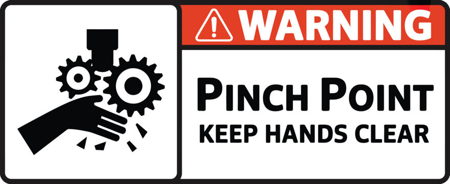 Pinch point warning sign beware machine printable caution vector illustration
