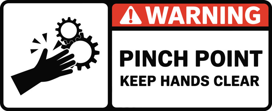 Pinch point warning sign beware machine printable caution vector illustration