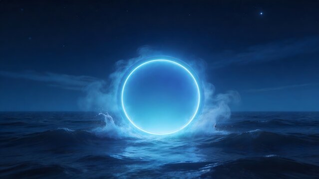 Mystical glowing portal in ocean