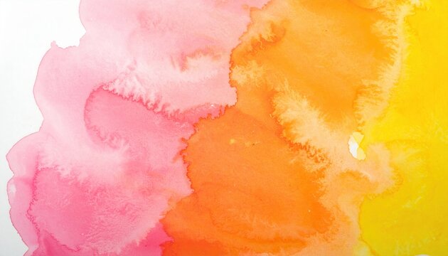 Arri&egrave;re-plan de peinture &agrave; l'aquarelle vibrante avec teintes d&eacute;grad&eacute;es de rose orange et jaune