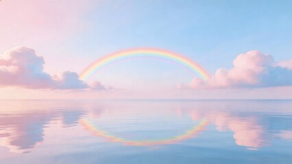 Fototapeta premium Rainbow over calm sea with clouds