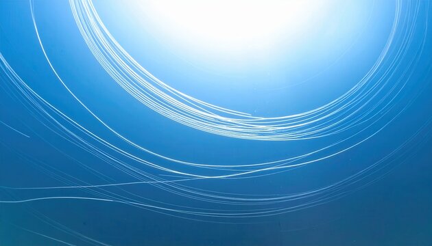 Fond bleu abstrait avec lumi&egrave;re &eacute;th&eacute;r&eacute;e et lignes blanches lumineuses de flux de donn&eacute;es