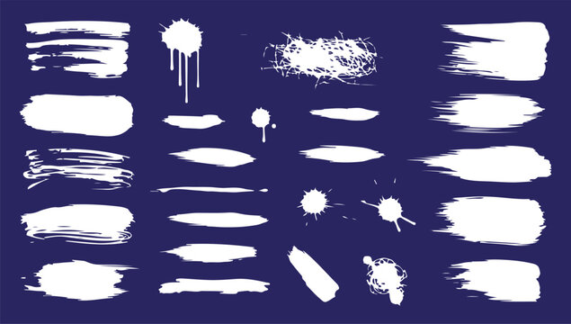 ink splashes. Black inked splatter dirt stain splattered spray splash with drops blots isolated. Ink splashes