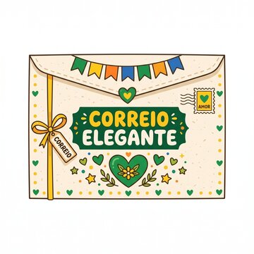 Correio Elegante Festa Junina Envelope Vector Icon