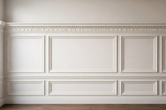 Classic white wainscoting featuring upper chair rail detail
