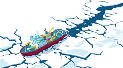 icebreaker ship in fractured ice isometric illustration © Anjumanara Rakhi