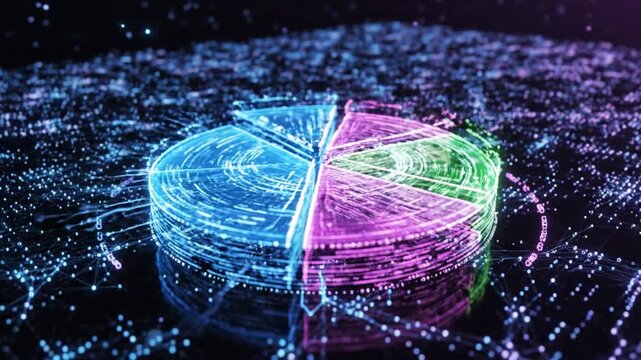 Glowing Abstract Pie Chart Visualizing Data Growth