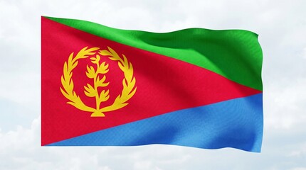 Obraz premium Eritrea national flag waving fabric background close up