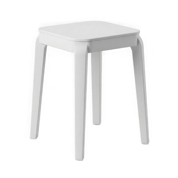 Minimalist white three-legged stool with clean lines