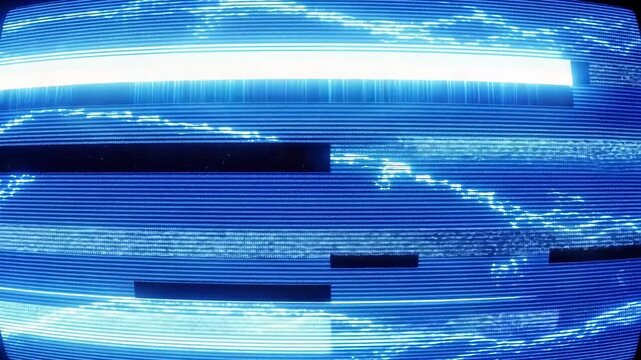 A blue globe with lines of code and a digital appearance on a black background