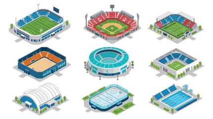 isometric sports venues set on white background © Anjumanara Rakhi