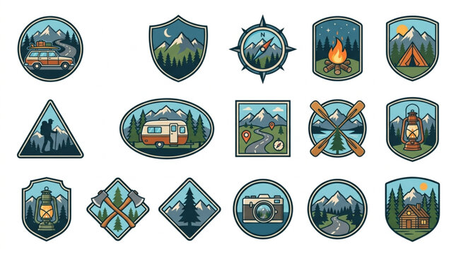 Outdoor Adventure Emblem Collection.