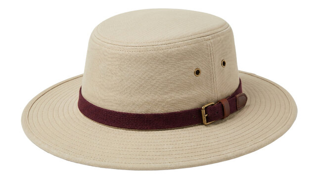 Classic beige explorer hat isolated on transparent background for hiking and vacation apparel design