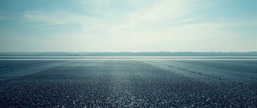 blacktop highway texture and serene sky background with copy space