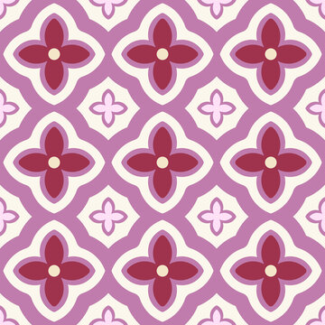 seamless floral pattern, Seamless geometric floral pattern in Moroccan tile style vector background