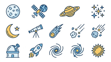 Collection of Space and Astronomy Icons Vector Illustration. © andi