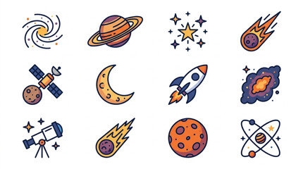 Collection of Space and Astronomy Related Icons and Illustrations. © andi