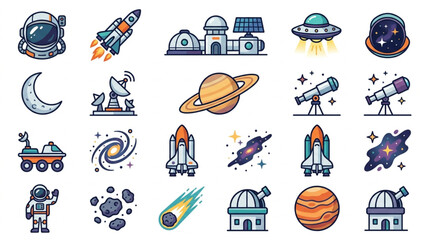 Collection of Space Exploration and Astronomy Icons. © andi