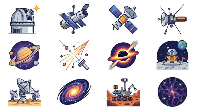 Collection of Space Exploration and Astronomy Icons.
