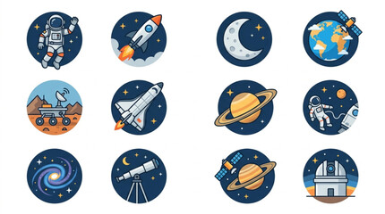 Collection of Space Exploration and Astronomy Icons. © andi