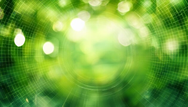 abstract circular green bokeh background green nature spring and nature light in blurred style copy space