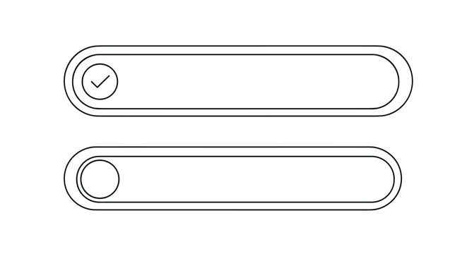 Simple toggle switches and progress bars showing completion status with a checkmark icon on a clean white background.