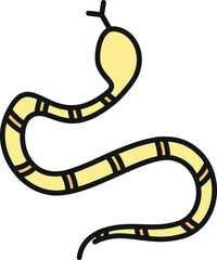 Fototapeta premium Yellow snake slithering illustration with stripe pattern