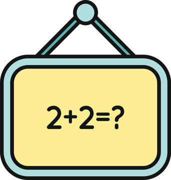 Hanging board showing a simple addition math problem for learning