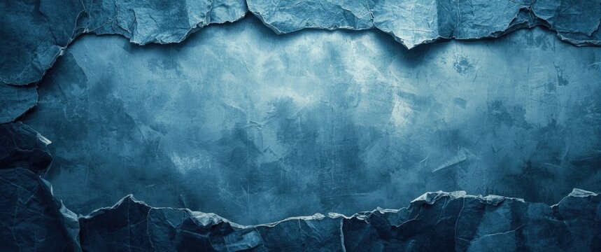 Abstract backdrop with rough torn blue grey paper edges and fragmented notebook pages for adding copy space