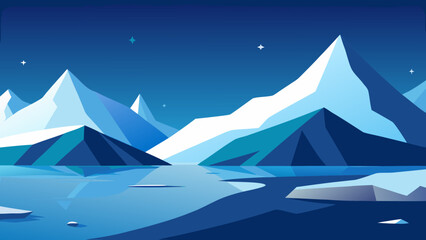 Arctic Glacier Mountains Cold Atmosphere Landscape Vector Illustration © Chamok Chandra