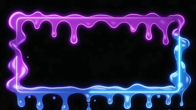 Glowing rectangular frame made of flowing liquid neon light