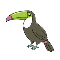 Obraz premium Vibrant cartoon toucan with a large, colorful beak and friendly expression