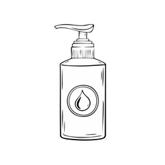 Fototapeta premium Hand sanitizer pump bottle with a droplet icon for hygiene and cleanliness illustration